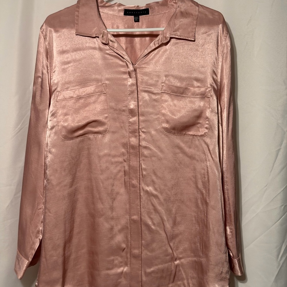 Sanctuary Satin Blouse in Dusty Rose